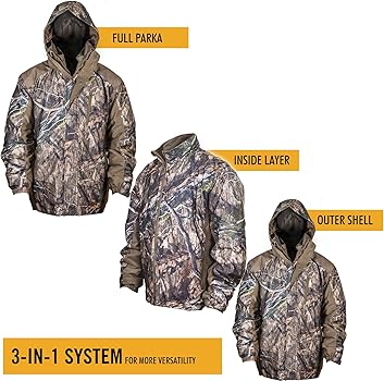 HOT SHOT Men’s 3-in-1 Insulated Camo Hunting Parka, Waterproof, Removable  Hood, Year Round Versatility at Amazon Men’s Clothing store
